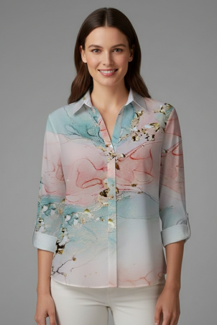 Women’s Blouse with Button Fastening and Floral Print