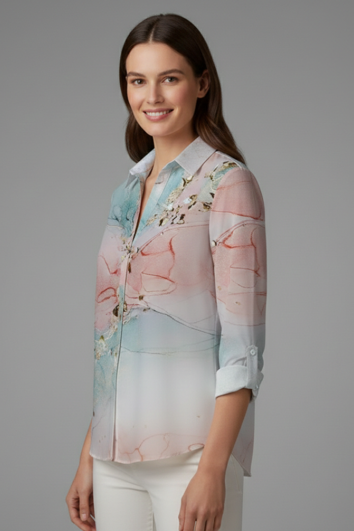 Women’s Blouse with Button Fastening and Floral Print