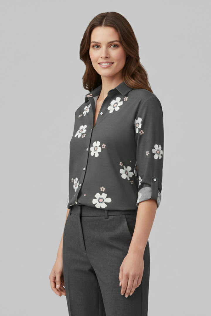 Women’s Blouse with Button Fastening and Floral Print