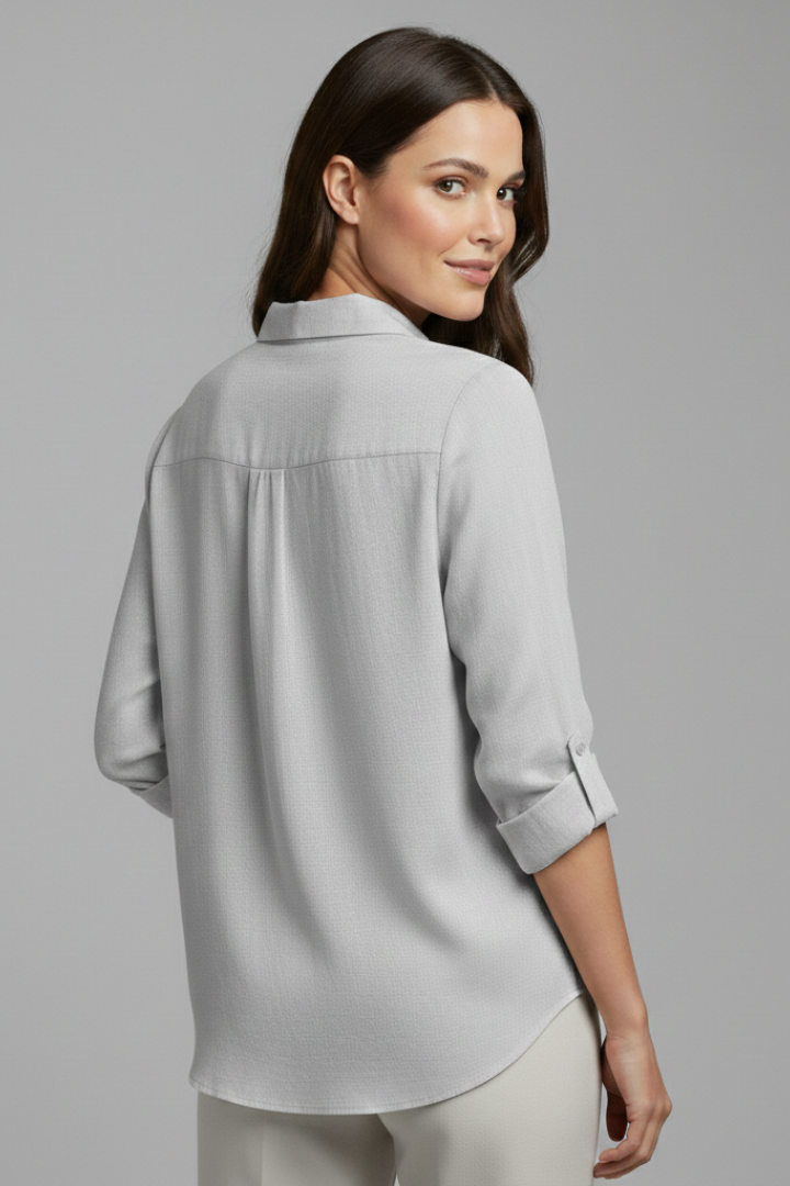 Women’s Blouse with Button Fastening and Long Sleeves