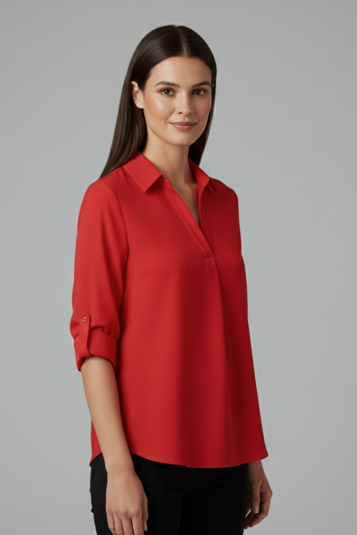 Women’s Blouse with Collar and Button Closure
