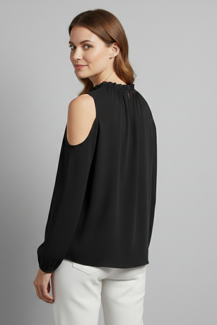 Women’s Blouse with Off-Shoulder Cut and Puff Sleeves