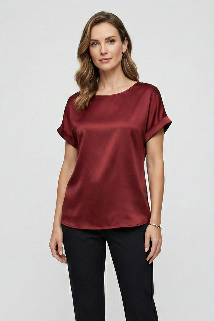 Women’s Blouse with Round Neck and Short Sleeves