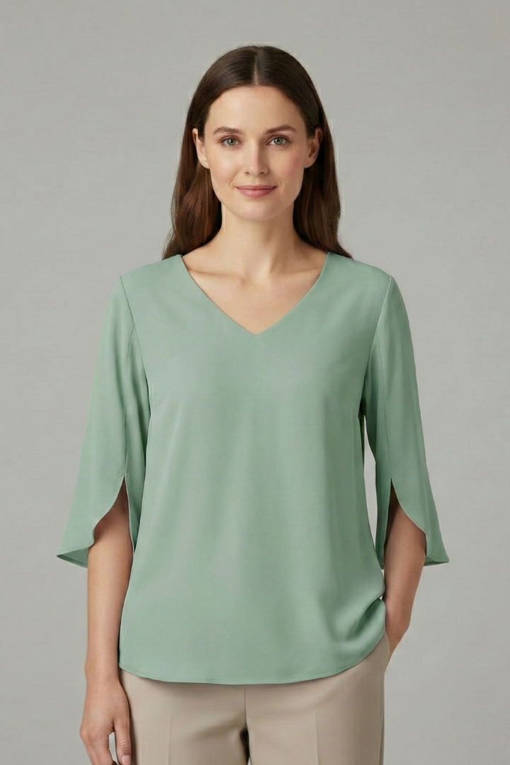 Women’s Blouse with V-Neck and Three-Quarter Sleeves