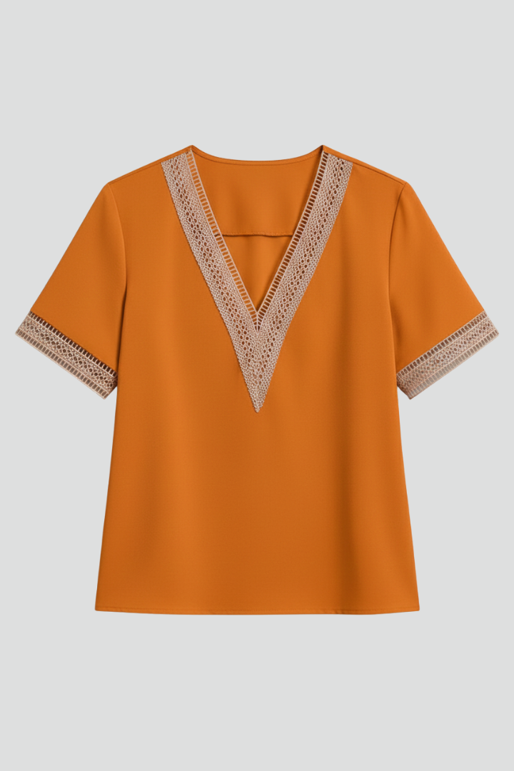 Women’s Blouse with V Neck and Trim Detail