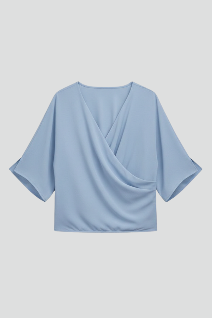 Women’s Blouse with V Neckline and Batwing Sleeves