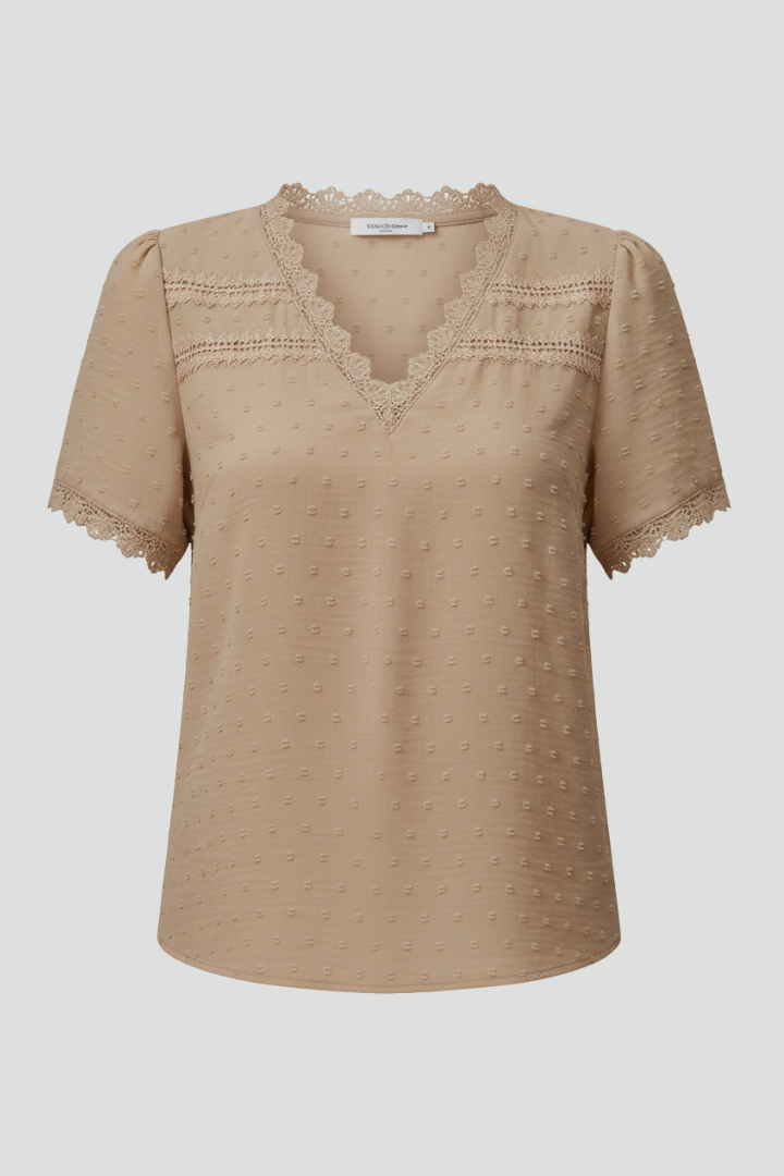 Women’s Blouse with V Neckline and Short Sleeves