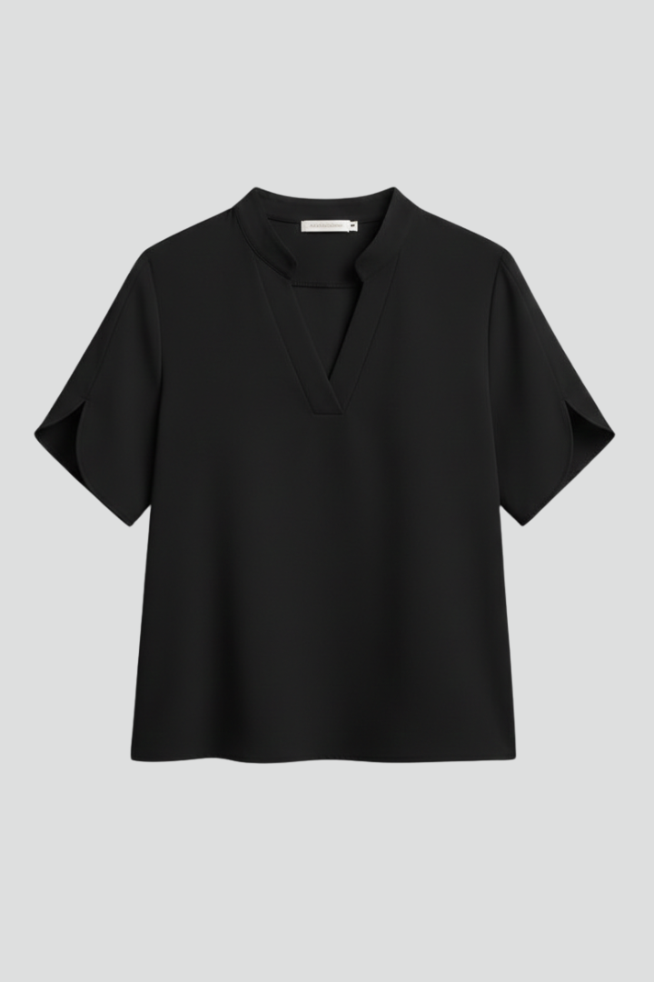 Women’s Blouse with V Neckline and Short Sleeves