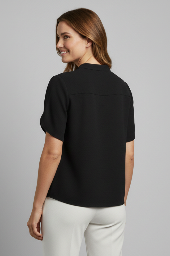 Women’s Blouse with V Neckline and Short Sleeves