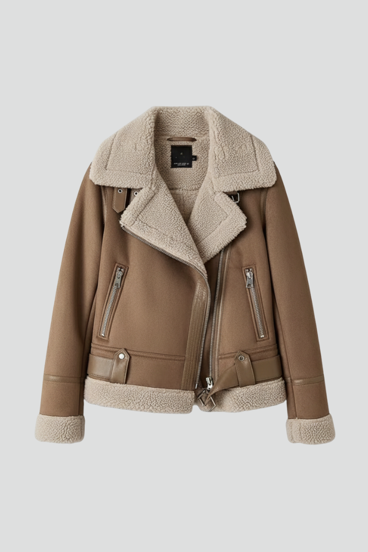 Women’s Bomber Jacket with Boxy Shape and Ribbed Cuffs