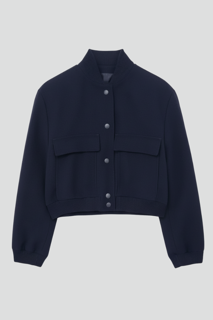 Women’s Bomber Jacket with Cropped Cut and Shaped Silhouette