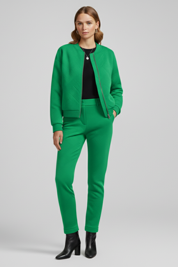 Women’s Bomber Jacket with Ribbed Neck and Zip Closure