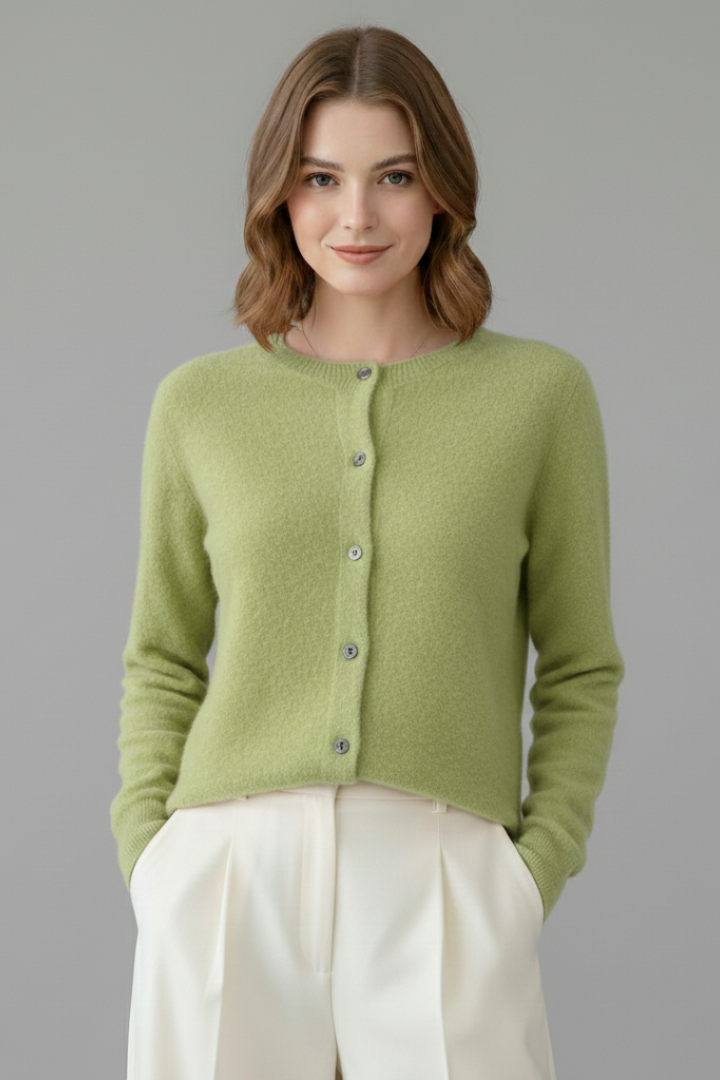 Women’s Cardigan with Round Neck and Buttons