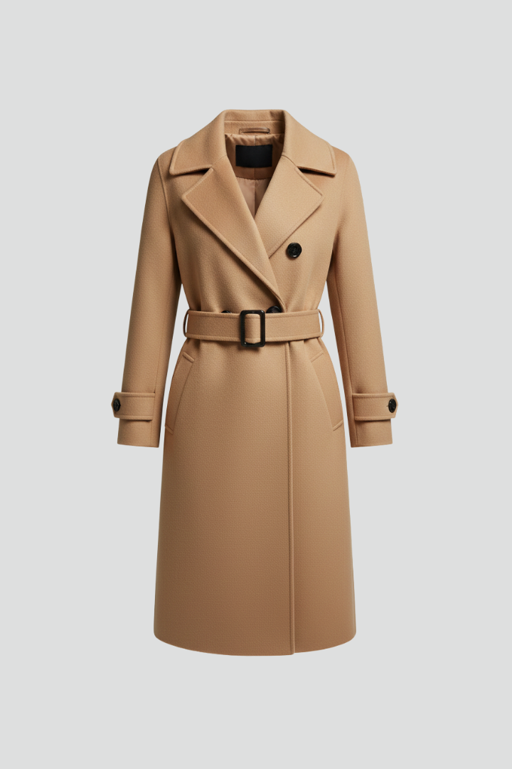 Women’s Coat with Lapel Collar and Button Closure