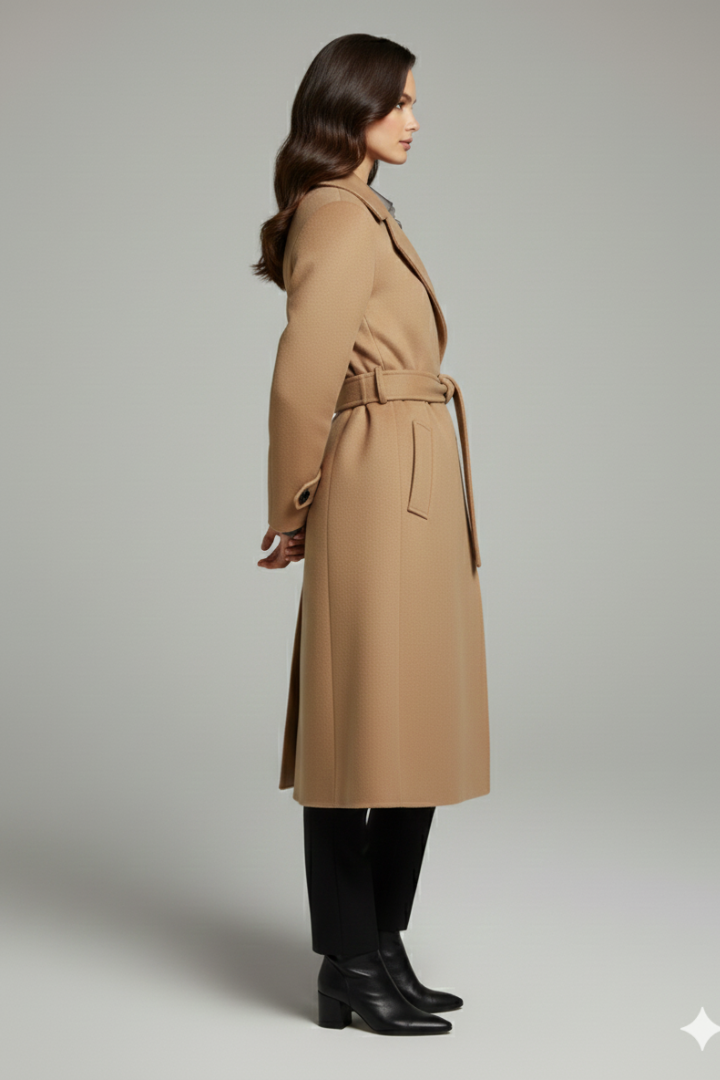 Women’s Coat with Lapel Collar and Button Closure