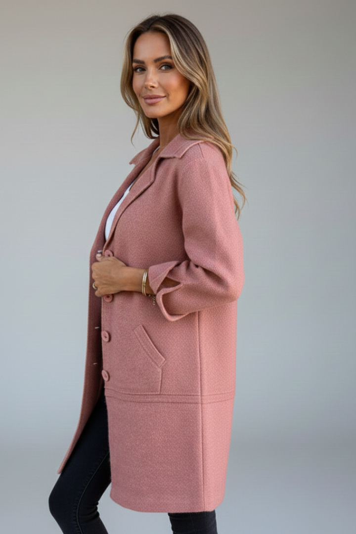 Women’s Coat with Lapel Collar and Button Closure