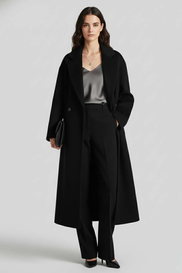 Women’s Coat with Lapel Collar and Oversized Shape