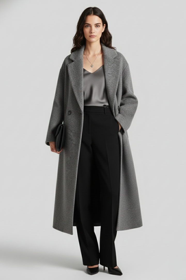 Women’s Coat with Lapel Collar and Oversized Shape