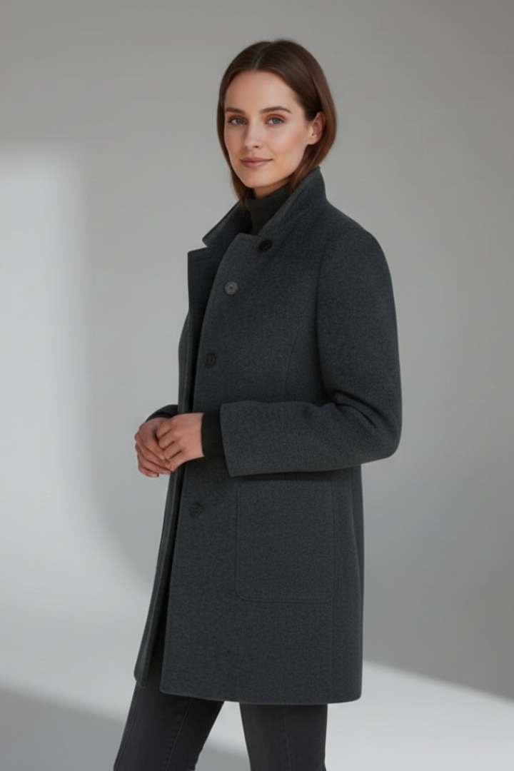 Women’s Coat with Stand Collar and Pockets