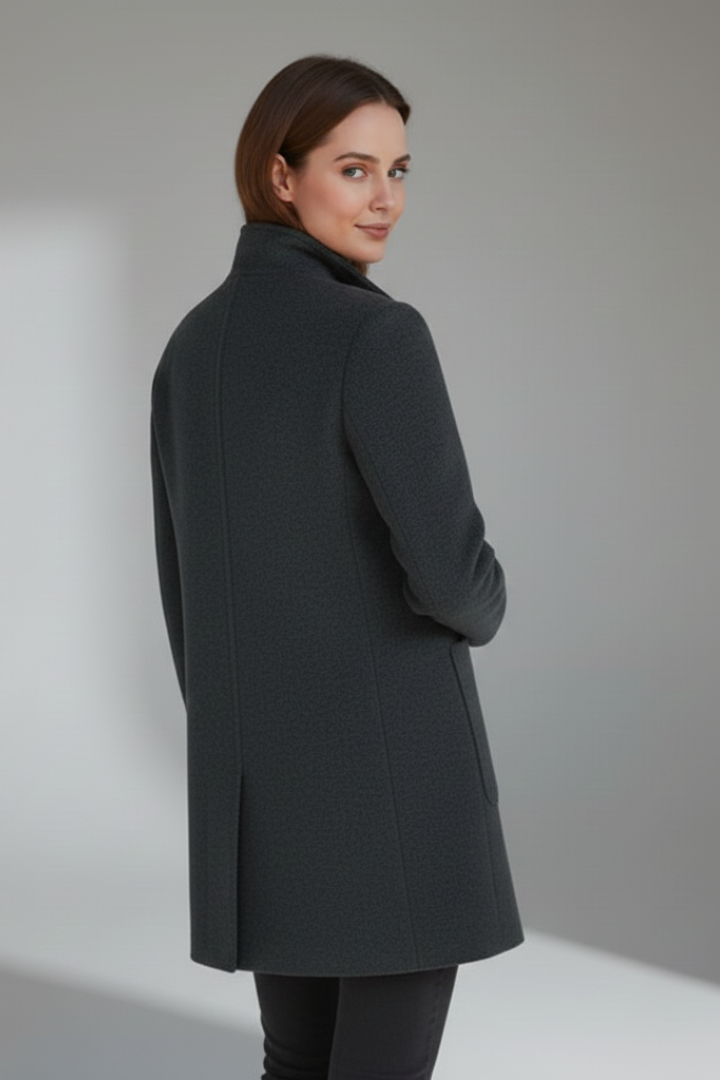 Women’s Coat with Stand Collar and Pockets