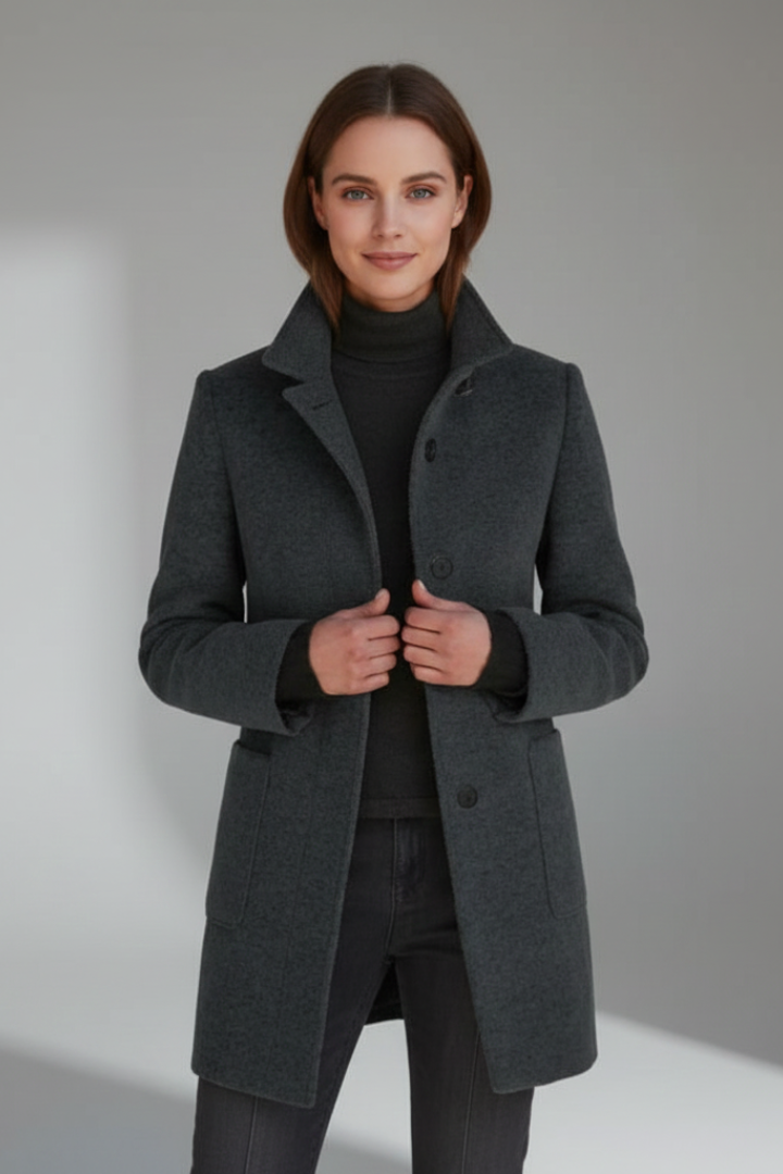 Women’s Coat with Stand Collar and Pockets