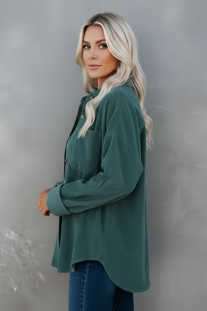 Women’s Corduroy Jacket with Buttons and Patch Pockets