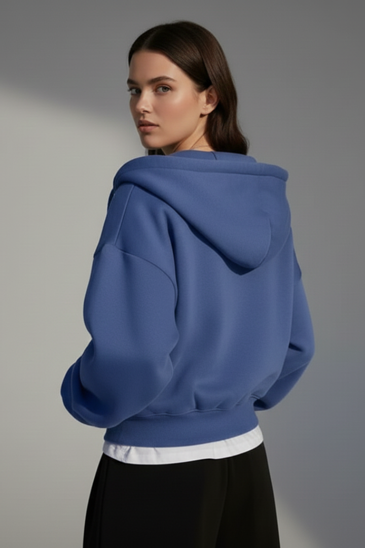 Women’s Cropped Jacket with Hood and Zip