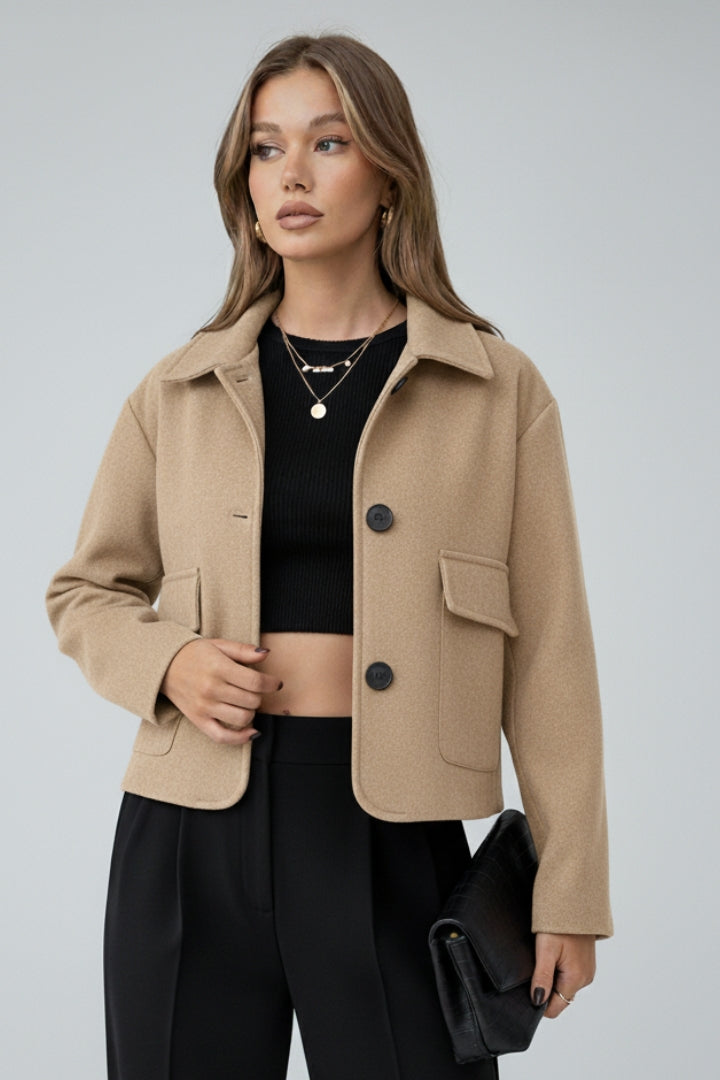 Women’s Cropped Jacket with Shirt Collar