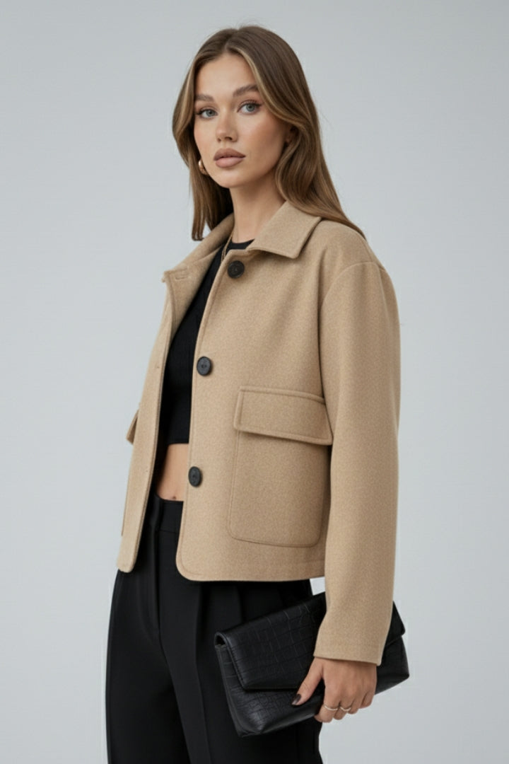 Women’s Cropped Jacket with Shirt Collar
