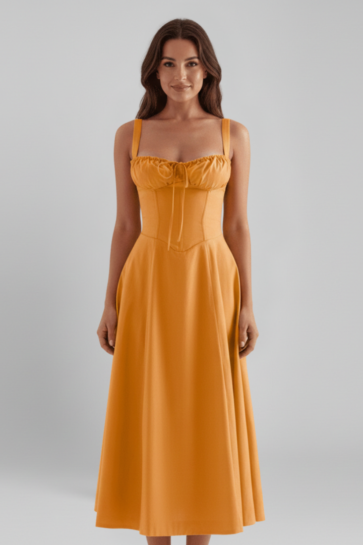 Women’s Dress with Corset Bodice and Ruffled Skirt