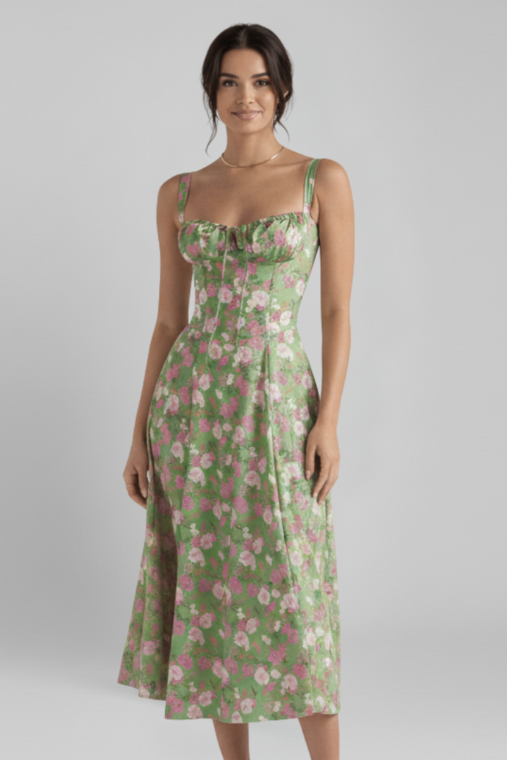 Women’s Dress with Corset Bodice and Ruffled Skirt