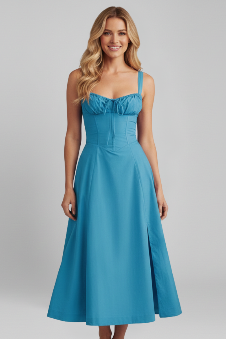 Women’s Dress with Corset Bodice and Ruffled Skirt