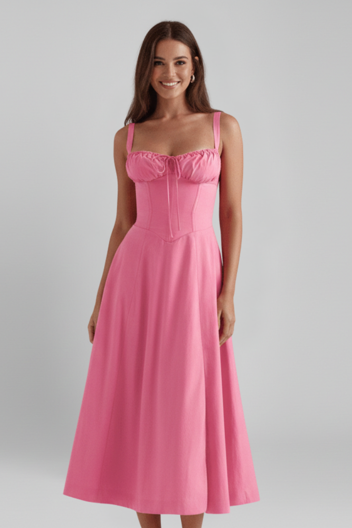 Women’s Dress with Corset Bodice and Ruffled Skirt