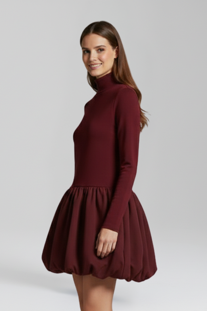 Women’s Dress with High Neckline and Long Sleeves