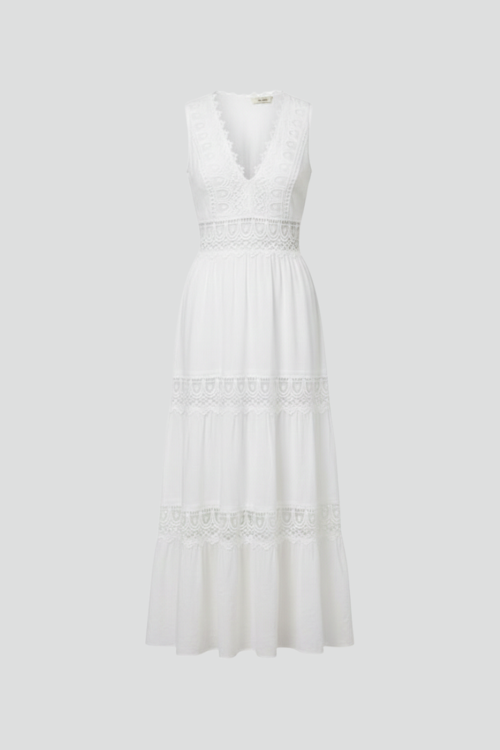 Women’s Dress with Lace Appliques and Tiered Skirt