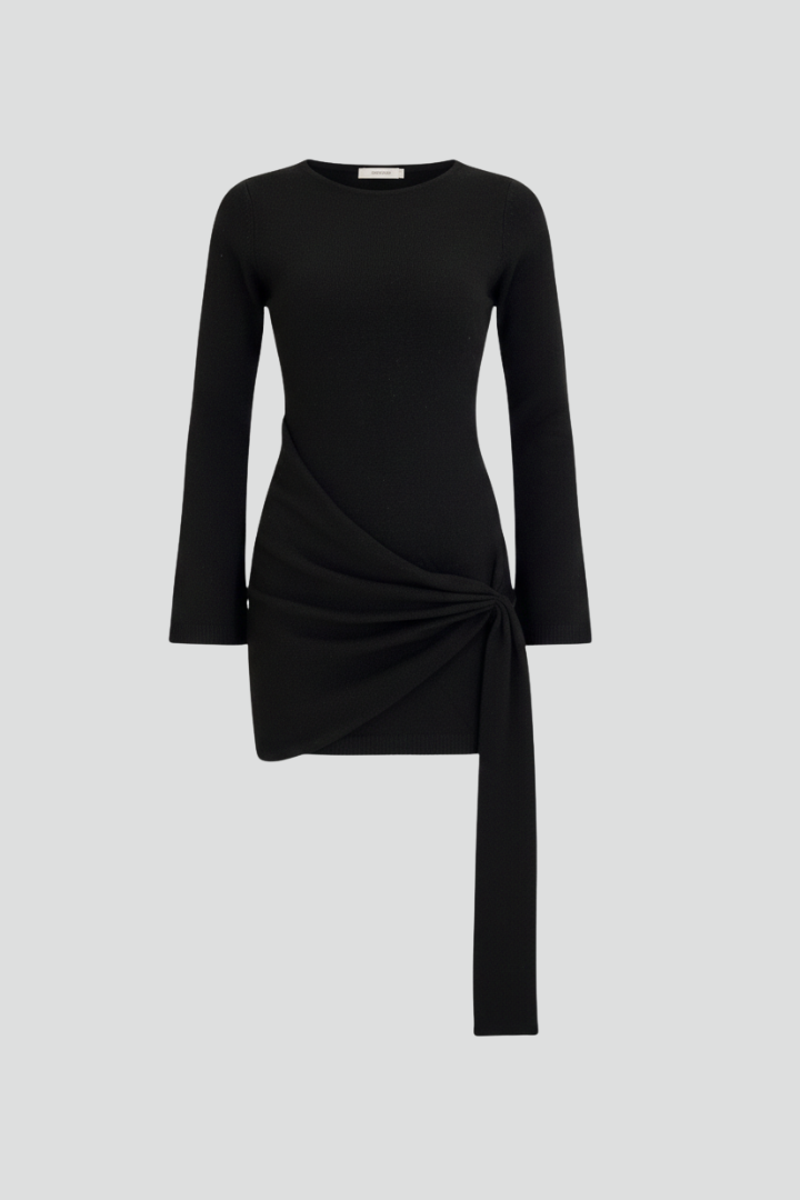 Women’s Dress with Long Sleeves and Side Knot Detail