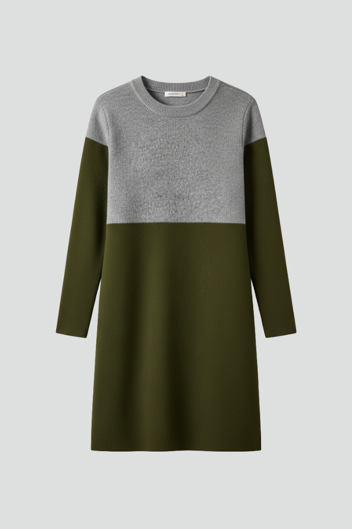 Women’s Dress with Long Sleeves and Structured Surface