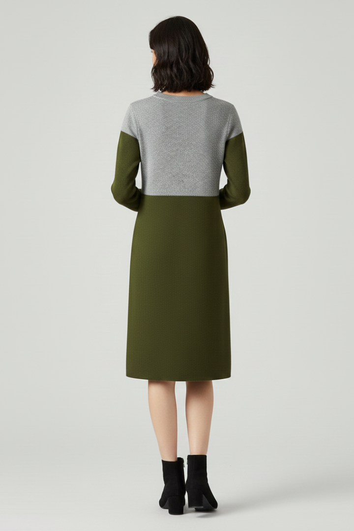 Women’s Dress with Long Sleeves and Structured Surface
