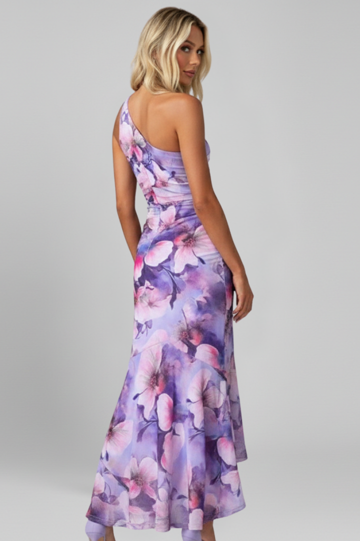 Women’s Dress with One-Shoulder Neckline and Asymmetrical Hem