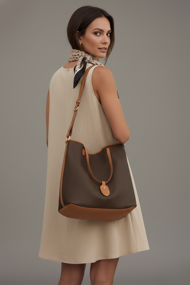 Women’s Dress with Round Neckline and Side Pockets