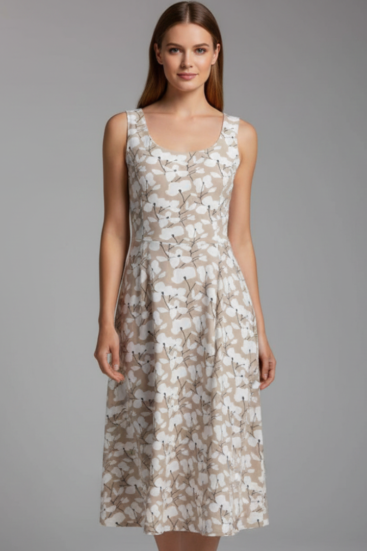 Women’s Dress with Round Neckline and Sleeveless Cut