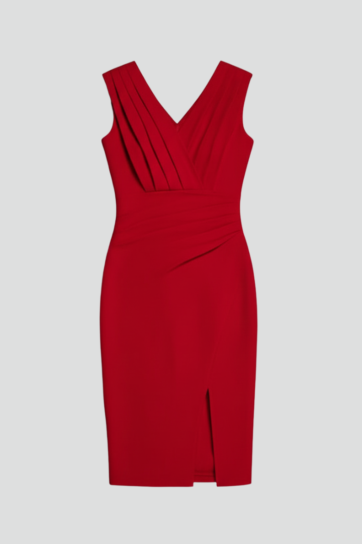 Women’s Dress with Side Slit and Plain Outer Surface