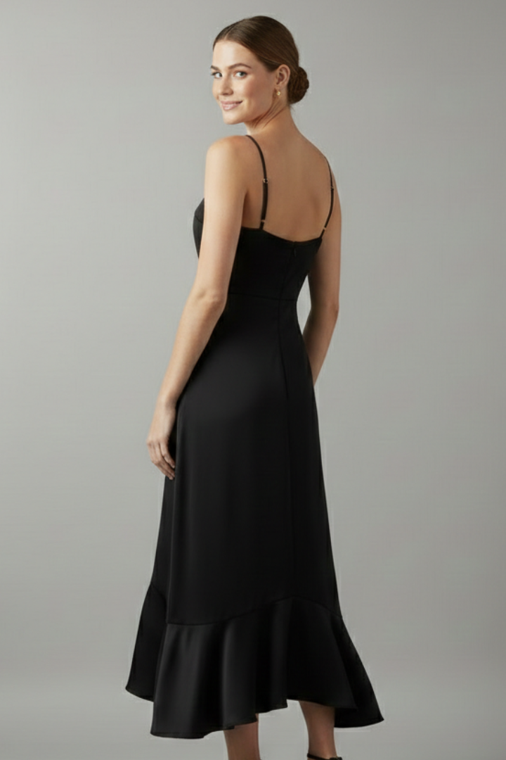 Women’s Dress with Sleeveless Cut and Ruffled Hem