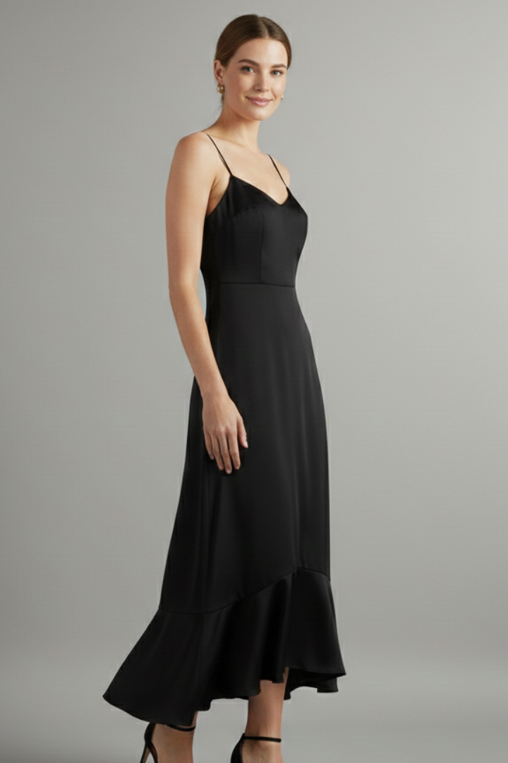 Women’s Dress with Sleeveless Cut and Ruffled Hem