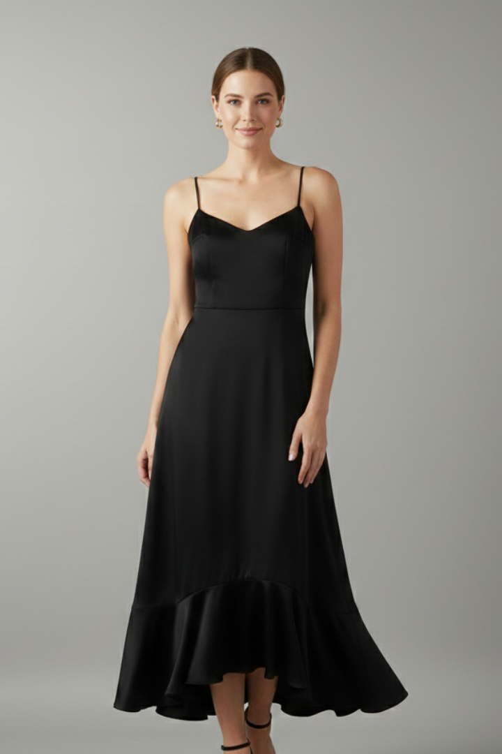 Women’s Dress with Sleeveless Cut and Ruffled Hem