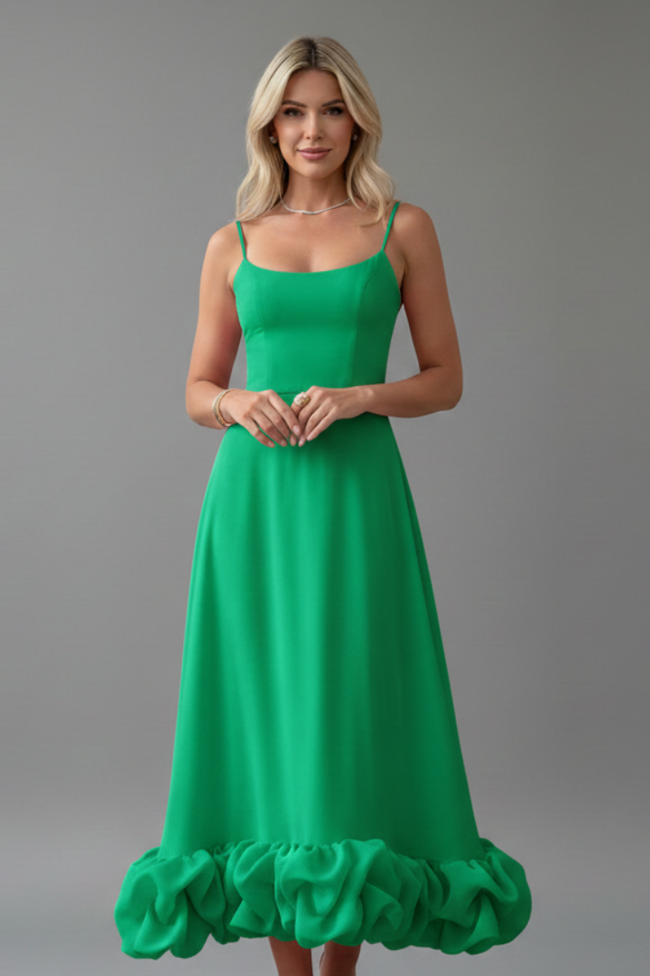 Women’s Dress with Sleeveless Cut and Ruffled Hem