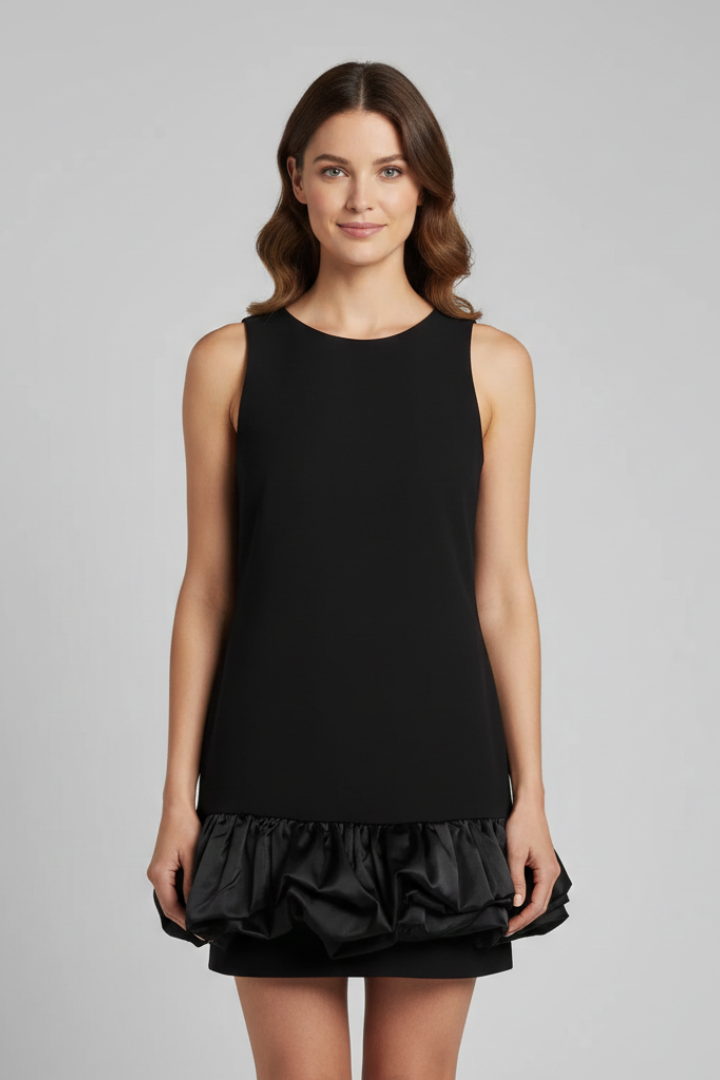 Women’s Dress with Sleeveless Cut and Ruffled Skirt