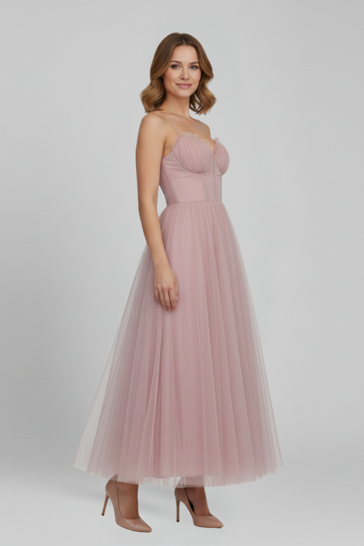 Women’s Dress with Strapless Bodice and Tulle Skirt