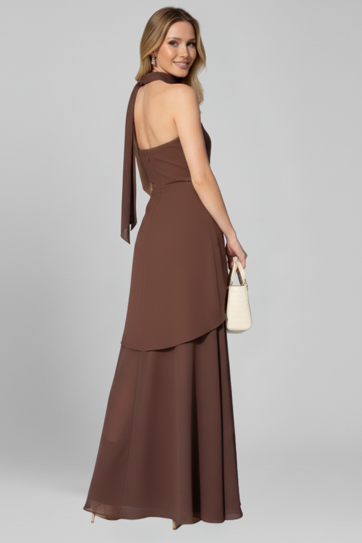 Women’s Dress with Strapless Neckline and Side Slit