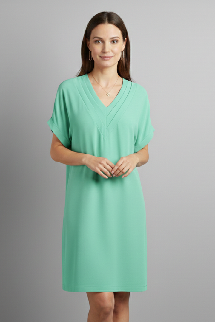 Women’s Dress with V-Neck and Short Sleeves